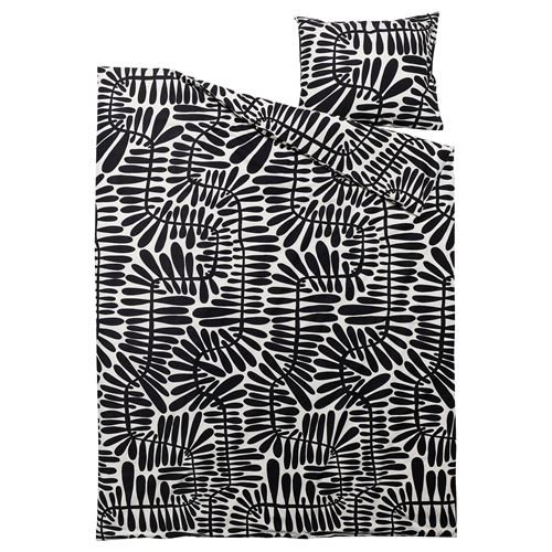 IKEA - MAJSMOTT, single duvet cover sets, black-white, 150x200/50x60 cm