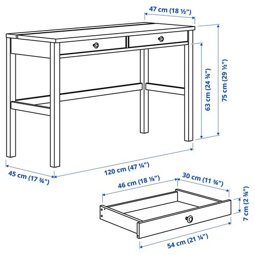 IKEA - HEMNES, çalışma masası, venge-açık kahverengi, 120x47 cm