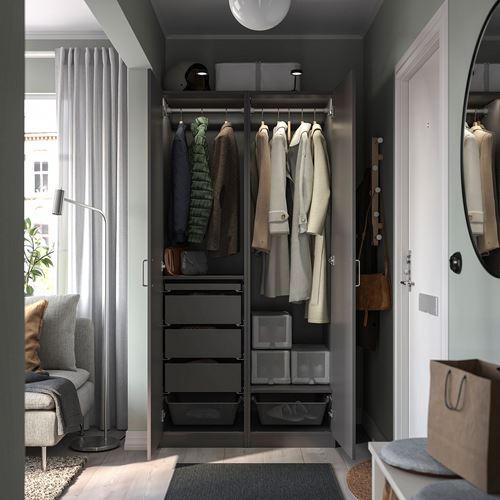 IKEA - PAX/FORSAND, PAX wardrobe, dark grey, 100x60x201 cm