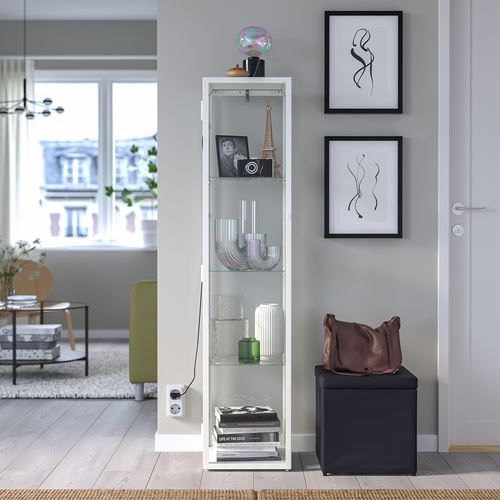 IKEA - BLALIDEN, glass-door cabinet, white, 35x32x151 cm