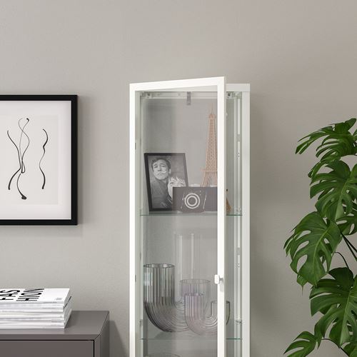 IKEA - BLALIDEN, glass-door cabinet, white, 35x32x151 cm
