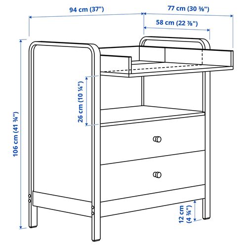 IKEA - ALSKVARD, bebek mobilya seti, huş-beyaz, 60x120 cm