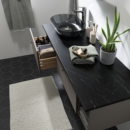 IKEA - OXMYREN, sifonlu lavabo, koyu gri, 56x35 cm