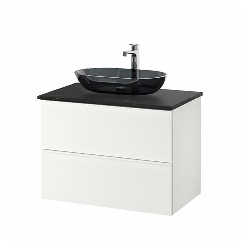 IKEA - GODMORGON/TOLKEN/OXMYREN, lavabo dolabı kombinasyonu, parlak cila beyaz, 82x49x72 cm