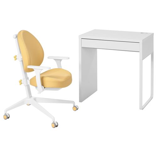 IKEA - MICKE, children's desk and chair, white/yellow