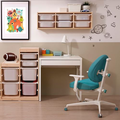 IKEA - MICKE, children's desk and chair, white/turquoise