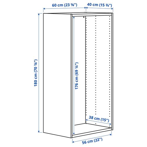 IKEA - PLATSA, wardrobe frame, white, 60x40x180 cm