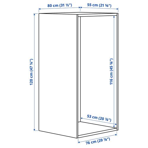 IKEA - PLATSA, wardrobe frame, white, 80x55x120 cm