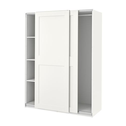 IKEA - PAX/GRIMO, PAX sliding door wardrobe, white, 150x66x201 cm