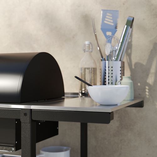 IKEA - GRILLSKAR, charcoal barbecue, stainless steel/black, 99/147x61 cm