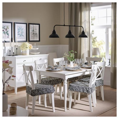 IKEA - DVARGDUNÖRT, sandalye minderi, gri-beyaz, 42/35x42x4 cm