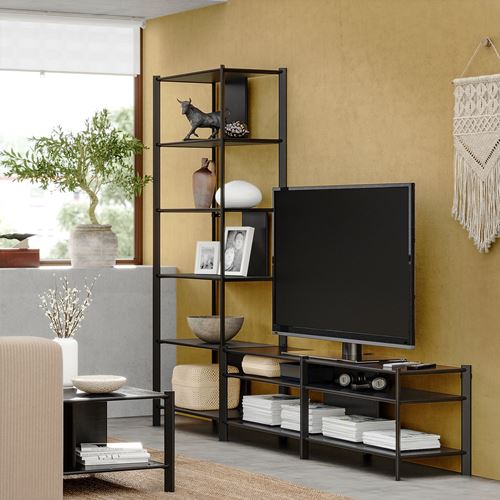 IKEA - JATTESTA, tv storage unit, black, 240x40x194 cm