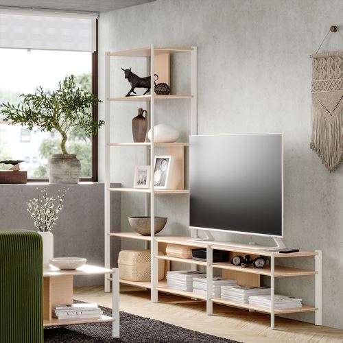 IKEA - JATTESTA, tv storage unit, white-bamboo, 240x40x194 cm