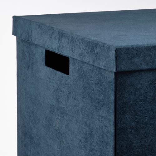 IKEA - GJATTA, box with lid, velvet dark blue, 32x35x32 cm