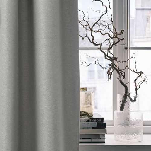 IKEA - VILBORG, blackout curtain, 1 pair, grey, 145x300 cm