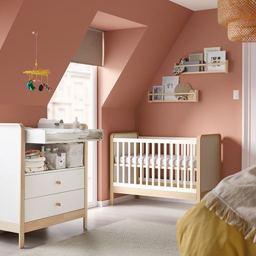 IKEA - ALSKVARD, baby furniture set, birch/white, 60x120 cm