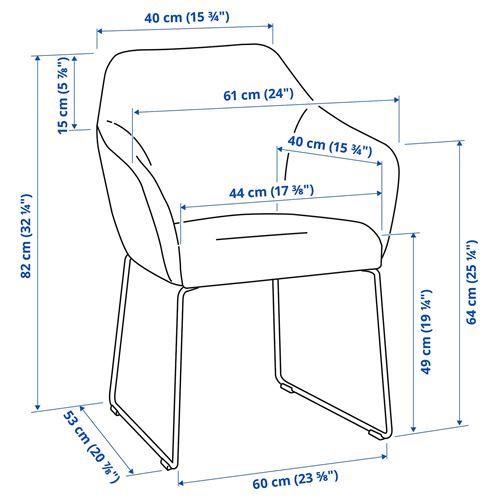 IKEA - TOSSBERG, upholstered chair, black-Gunnared dark grey