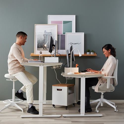 IKEA - TROTTEN, height adjustable desk, beige-white, 120x70 cm