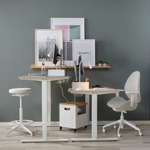 IKEA - TROTTEN, height adjustable desk, beige-white, 120x70 cm