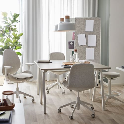 IKEA - TROTTEN, desk, beige-white, 140x80 cm