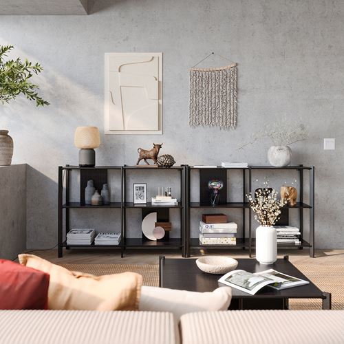 IKEA - JATTESTA, Open Shelving Unit, black, 240x85 cm