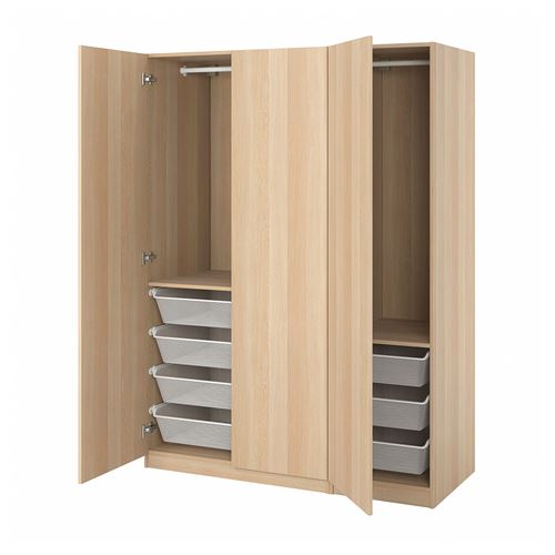 IKEA - PAX/FORSAND, PAX wardrobe, white stained oak effect, 150x60x201 cm