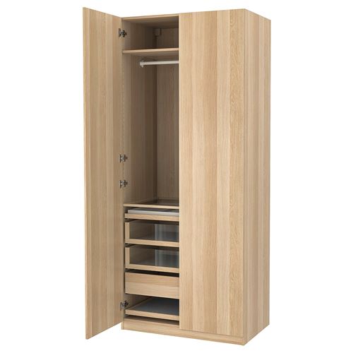 IKEA - PAX/FORSAND, PAX wardrobe, white stained oak effect, 100x60x236 cm