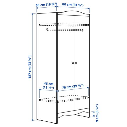 IKEA - SMAGÖRA, children's wardrobe, white, 80x50x187 cm