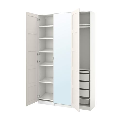 IKEA - PAX/BERGSBO/AHEIM, PAX wardrobe, white-mirror glass, 150x38x236 cm