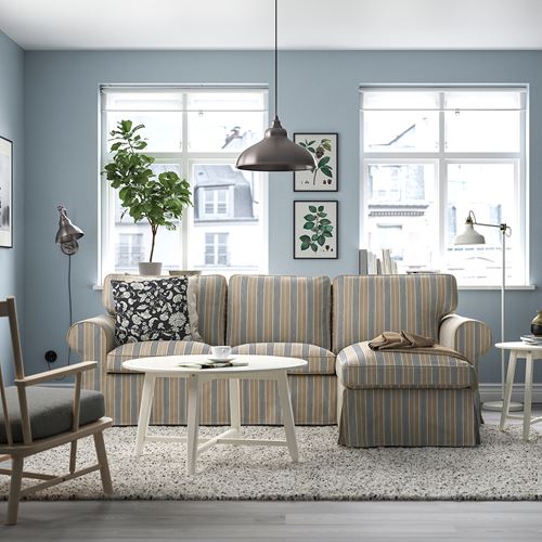 IKEA - EKTORP, 2-seat sofa and chaise longue, karlshov beige-multicolour