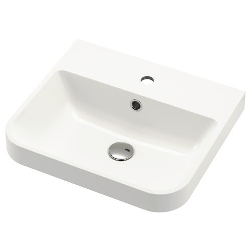 IKEA - BACKSJÖN, semi-recessed wash-basin, white, 50x43 cm