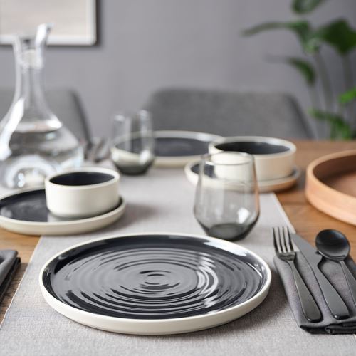 IKEA - OMBONAD, plate set, grey, 26 cm