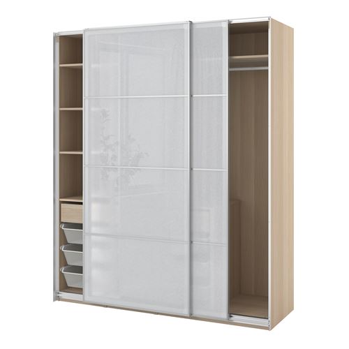 IKEA - PAX/SVARTISDAL, PAX sürgü kapaklı gardırop, ağartılmış meşe görünümlü-beyaz kağıt efekti, 200x66x236 cm