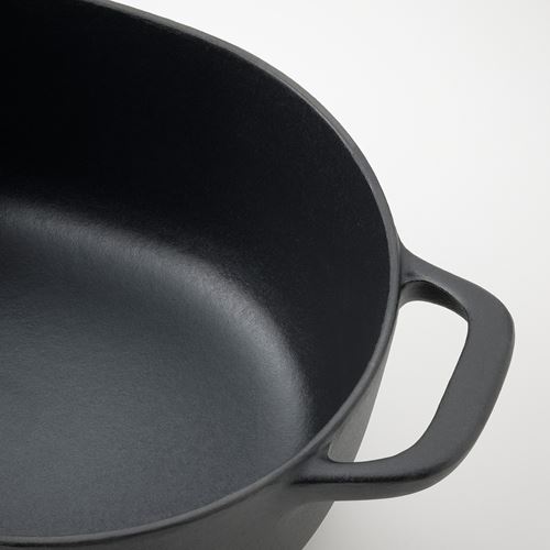 IKEA - VARDAGEN, casserole with lid, enamelled cast iron-matte black, 5 l