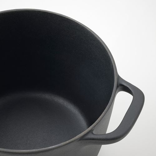 IKEA - VARDAGEN, enamel pot, enamelled cast iron-matte black, 5 l