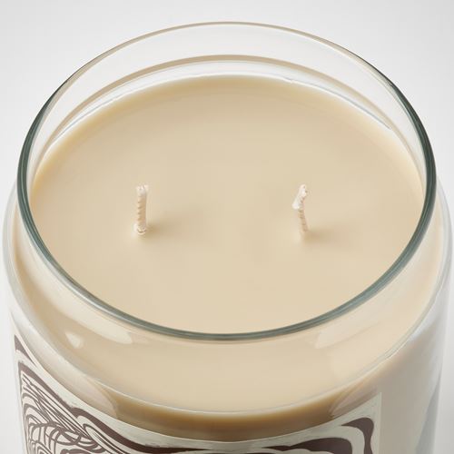 IKEA - GLANSLIND, scented candle in glass, light beige, 100 hr