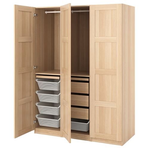 IKEA - PAX/BERGSBO, PAX wardrobe, white stained oak effect, 150x60x201 cm