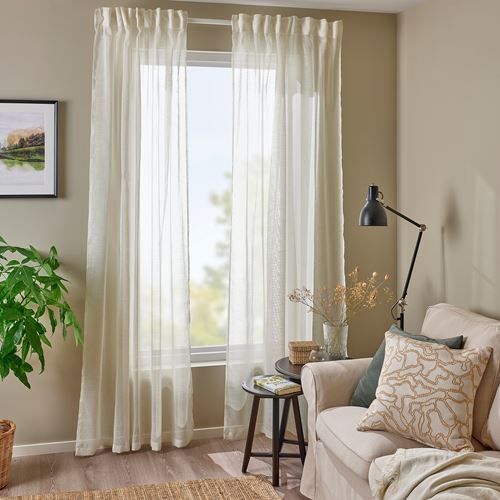 IKEA - HALLEBRACKA, sheer curtains, 1 pair, white, 145x300 cm