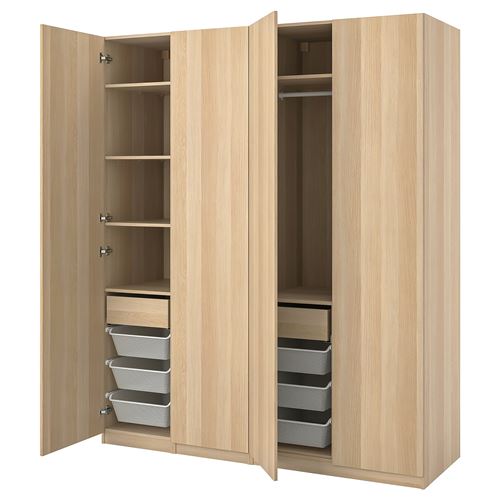 IKEA - PAX/FORSAND, PAX wardrobe, white stained oak effect, 200x60x236 cm