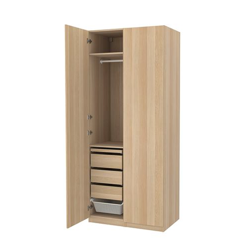 IKEA - PAX/FORSAND, PAX wardrobe, white stained oak effect, 100x60x236 cm