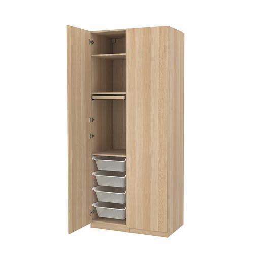 IKEA - PAX/FORSAND, PAX wardrobe, white stained oak effect, 100x60x236 cm