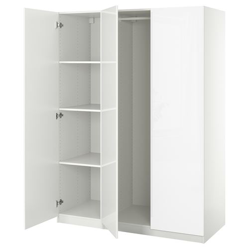 IKEA - PAX/FARDAL, PAX wardrobe, white-high gloss white, 150x60x201 cm