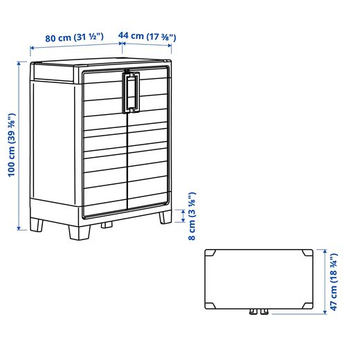 IKEA - RUNMARÖ, cabinet with door, dark grey, 80x44x100 cm