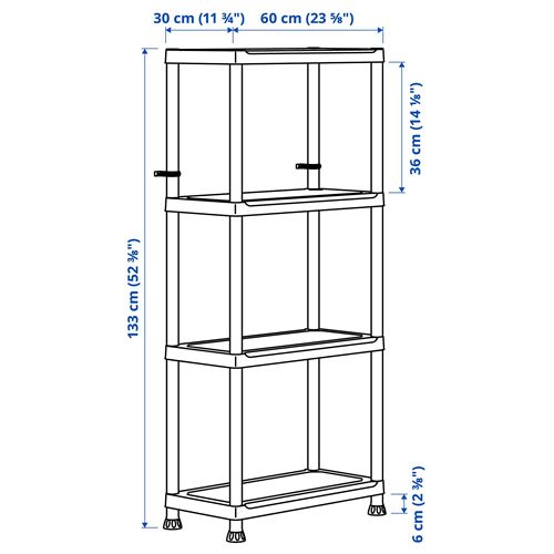 IKEA - RUNMARÖ, outdoor shelving unit, dark grey, 60x30x133 cm