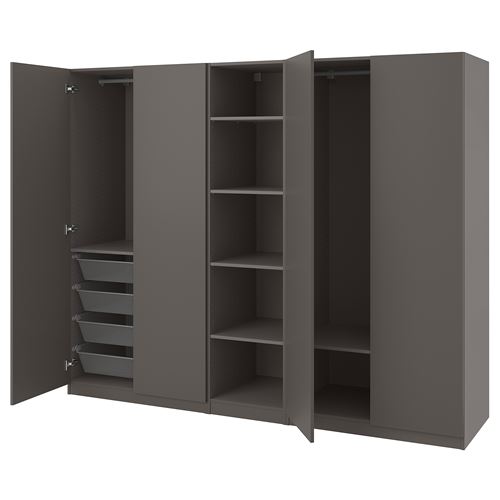 IKEA - PAX/FORSAND, PAX wardrobe, dark grey, 250x60x201 cm