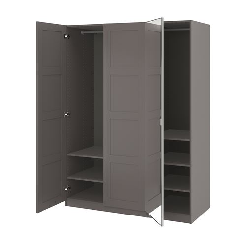 IKEA - PAX/BERGSBO/AHEIM, PAX wardrobe, dark gray-mirror glass, 150x60x201 cm