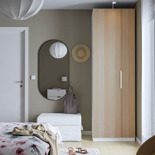 IKEA - PAX/FORSAND, PAX wardrobe, white-white stained oak effect, 75x60x236 cm