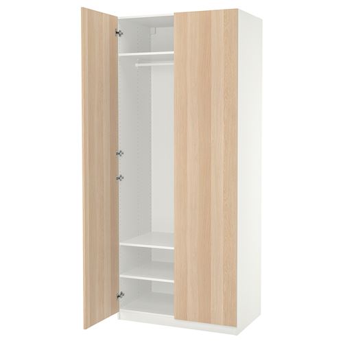 IKEA - PAX/FORSAND, PAX wardrobe, white-white stained oak effect, 100x60x236 cm