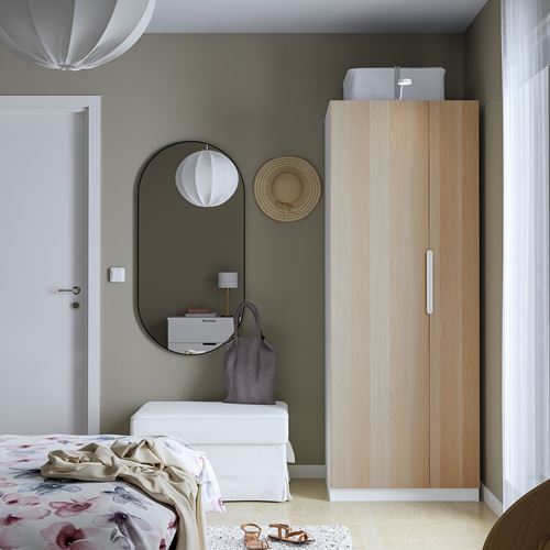 IKEA - PAX/FORSAND, PAX wardrobe, white-white stained oak effect, 75x60x201 cm