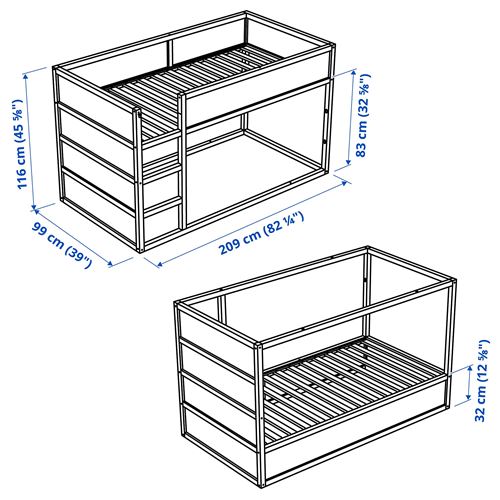 IKEA - KURA, reversible bed, white/pine, 90x200 cm